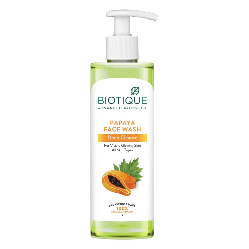 Biotique Papaya Deep Cleanse Face Wash | Gentle Exfoliation | Visibly Glowing Skin | 100% Botanical Extracts| Suitable for All Skin Types | 2x100ml