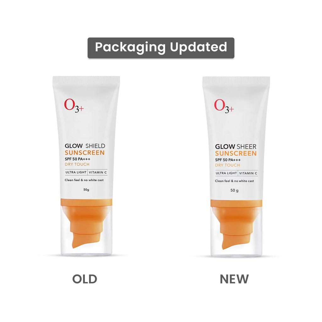 O3+ Glow Sheer Sunscreen SPF 50 PA+++ (50gm) | Lightweight Cream | No White Cast | Sunscreen For Oily Skin, Dry Skin | For Women & Men