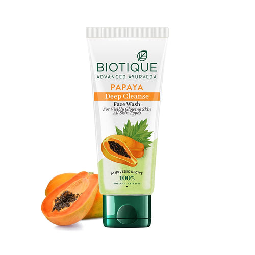 Biotique Papaya Deep Cleanse Face Wash | Gentle Exfoliation | Visibly Glowing Skin | 100% Botanical Extracts| Suitable for All Skin Types | 2x100ml