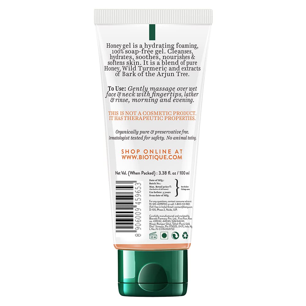 Biotique Honey Gel Soothe & Nourish Foaming Face wash | Soap Free Formula | Reduce Dryness | 100% Botanical Extracts | Suitable for All Skin Types | 150ml