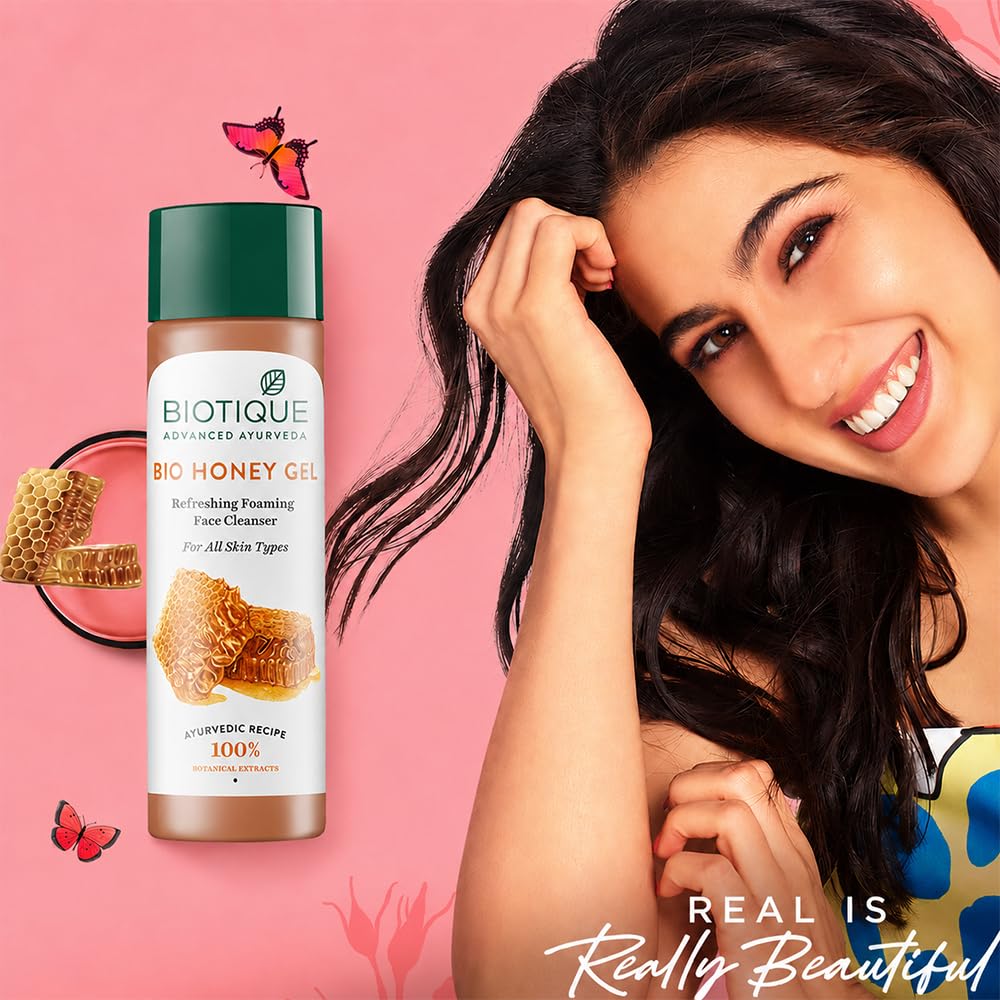 Biotique Honey Gel Soothe & Nourish Foaming Face wash | Soap Free Formula | Reduce Dryness | 100% Botanical Extracts | Suitable for All Skin Types | 150ml