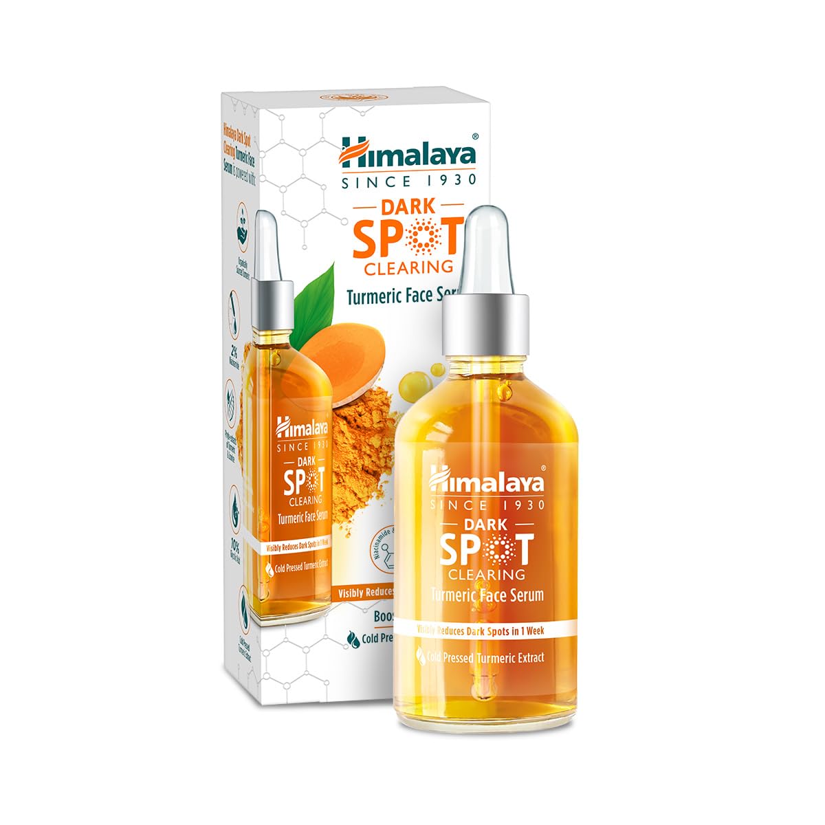 Himalaya Dark Spot Clearing Turmeric Face Serum, 15 mL | with 10% Glycolic Acid, 2% Niacinamide & Organically sourced Turmeric | Visibly Reduces Dark Spots from Day 7 | Clinically Tested | Non Staining