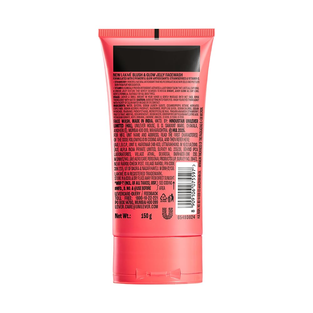 Lakme Blush & Glow Strawberry Freshness Gel Face Wash with Strawberry Extracts|| 150 g