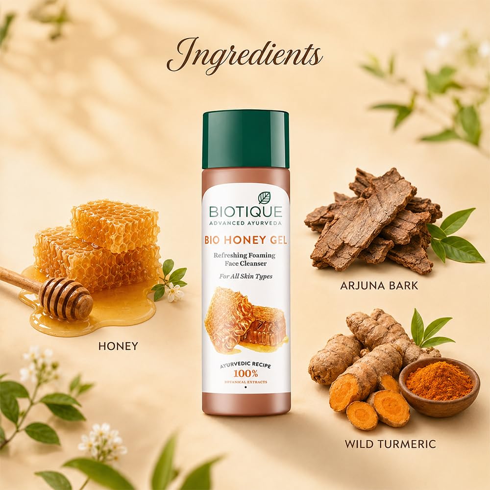 Biotique Honey Gel Soothe & Nourish Foaming Face wash | Soap Free Formula | Reduce Dryness | 100% Botanical Extracts | Suitable for All Skin Types | 150ml