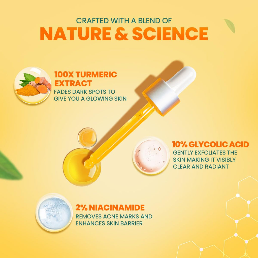 Himalaya Dark Spot Clearing Turmeric Face Serum, 15 mL | with 10% Glycolic Acid, 2% Niacinamide & Organically sourced Turmeric | Visibly Reduces Dark Spots from Day 7 | Clinically Tested | Non Staining