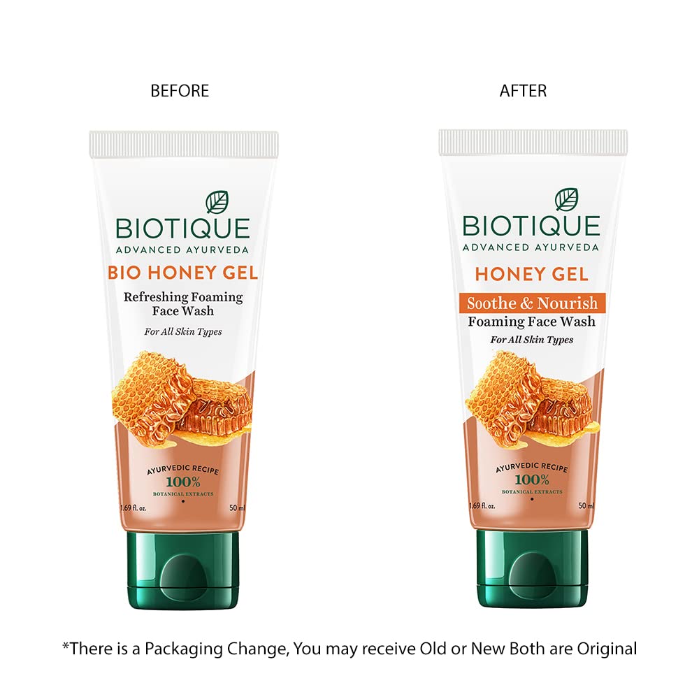 Biotique Honey Gel Soothe & Nourish Foaming Face wash | Soap Free Formula | Reduce Dryness | 100% Botanical Extracts | Suitable for All Skin Types | 150ml