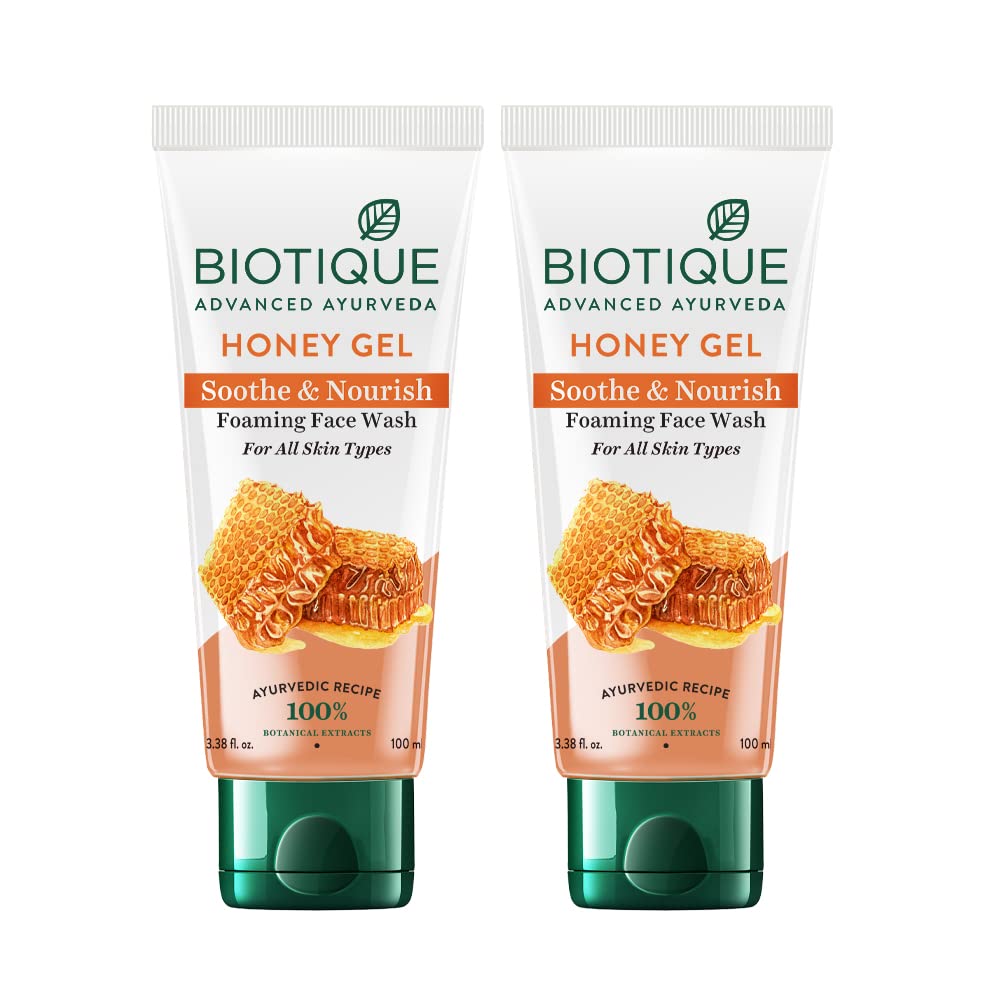 Biotique Honey Gel Soothe & Nourish Foaming Face wash | Soap Free Formula | Reduce Dryness | 100% Botanical Extracts | Suitable for All Skin Types | 150ml