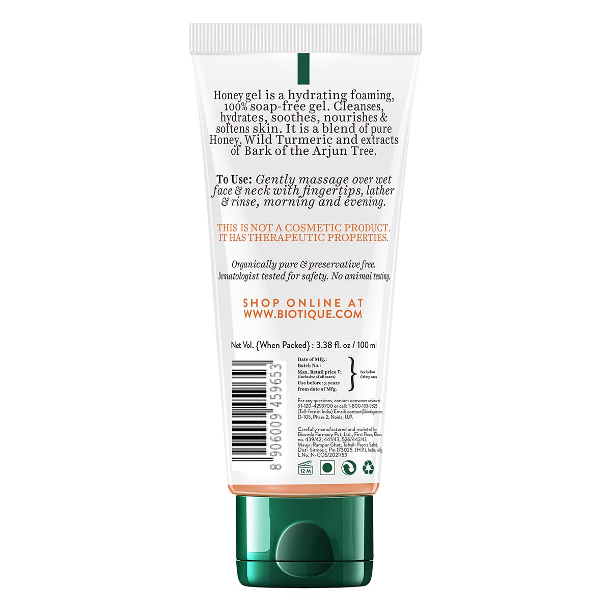 Biotique Honey Gel Soothe & Nourish Foaming Face wash | Soap Free Formula | Reduce Dryness | 100% Botanical Extracts | Suitable for All Skin Types | 150ml