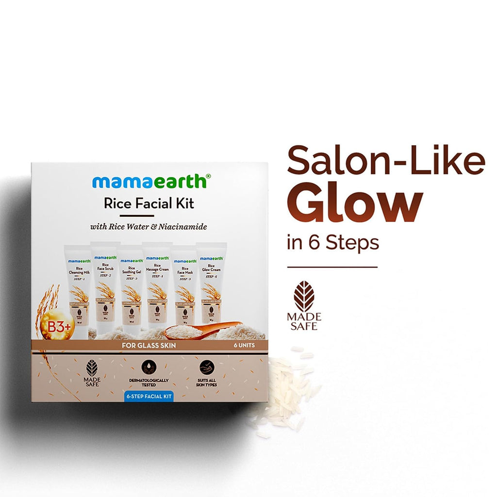 Mamaearth Rice Facial Kit – Glass Skin in 6 Steps, 60g