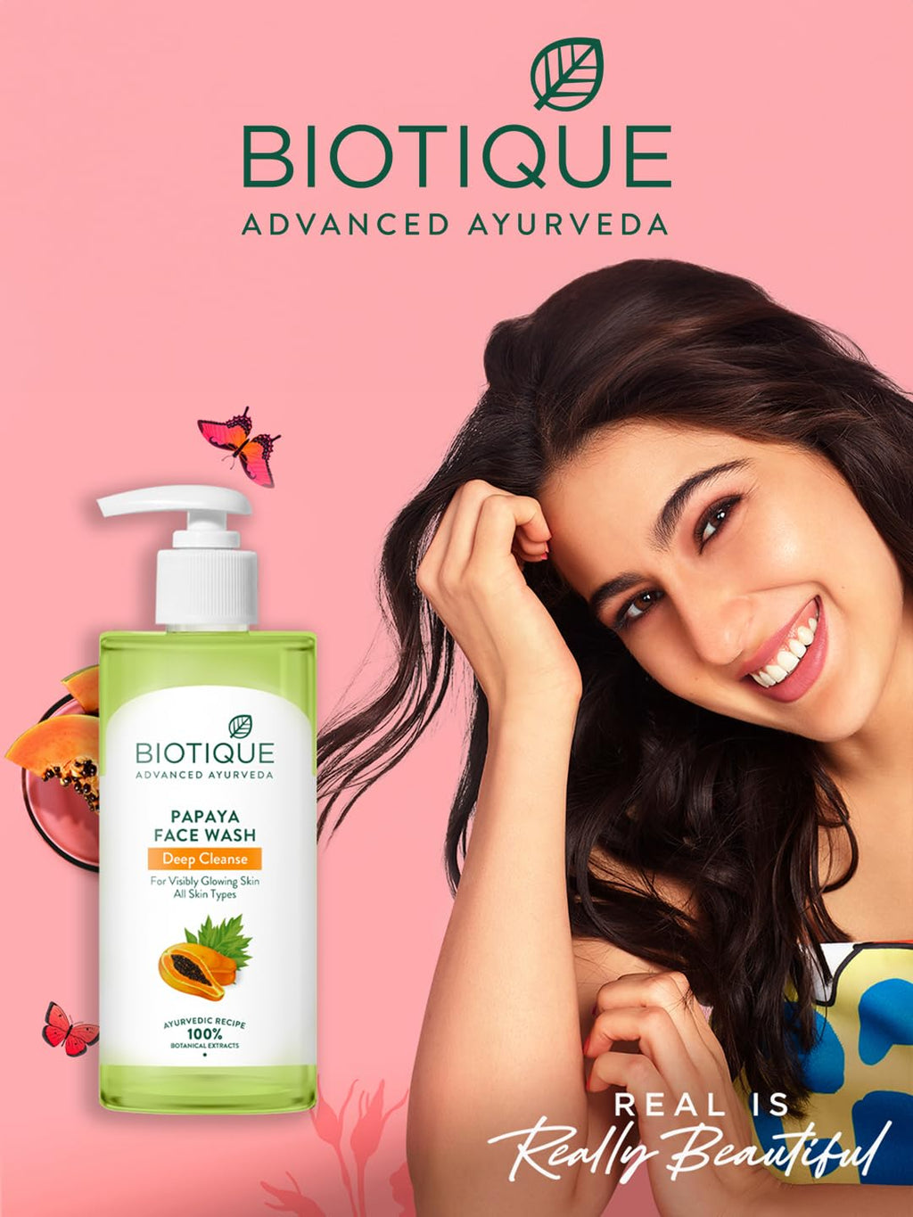 Biotique Papaya Deep Cleanse Face Wash | Gentle Exfoliation | Visibly Glowing Skin | 100% Botanical Extracts| Suitable for All Skin Types | 2x100ml