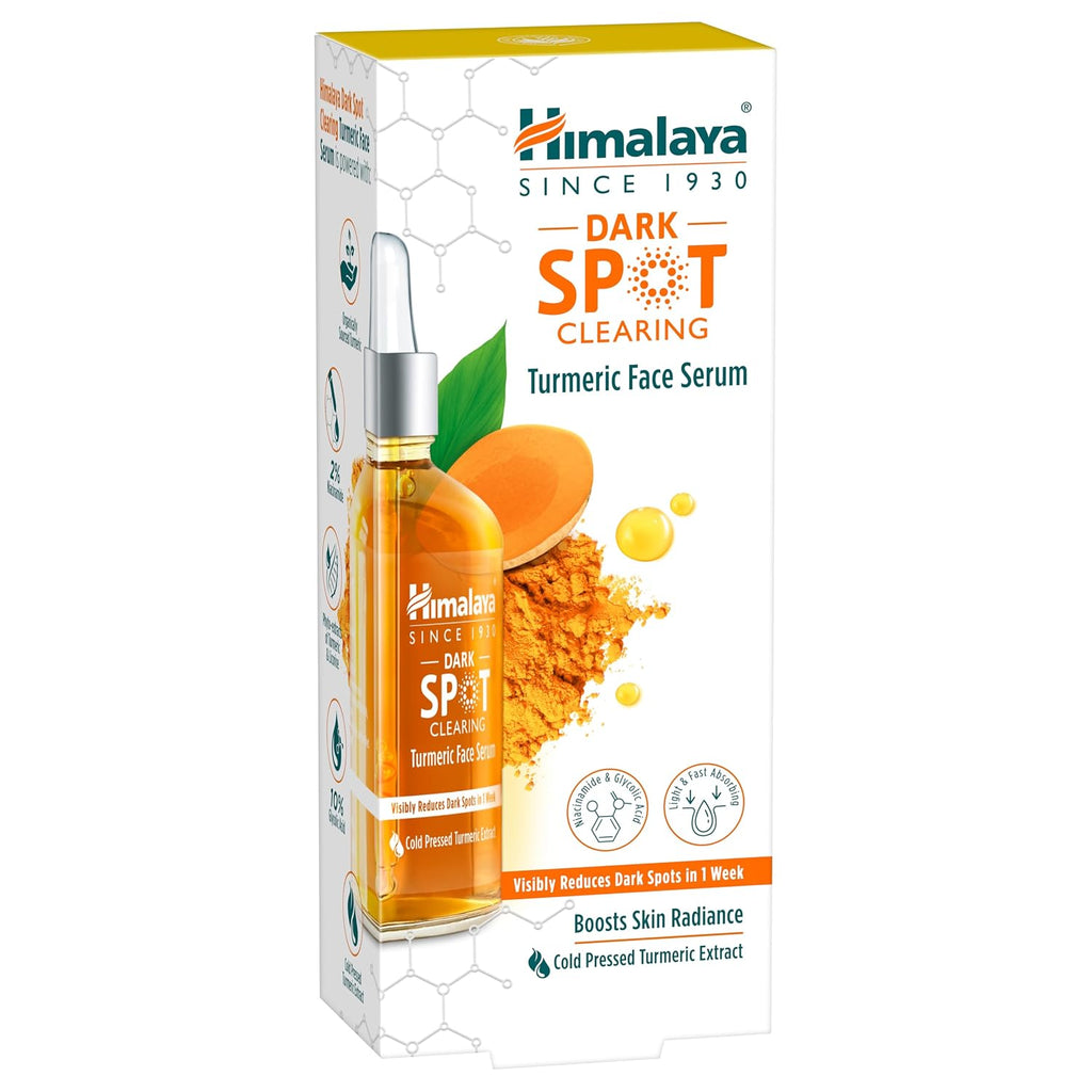 Himalaya Dark Spot Clearing Turmeric Face Serum, 15 mL | with 10% Glycolic Acid, 2% Niacinamide & Organically sourced Turmeric | Visibly Reduces Dark Spots from Day 7 | Clinically Tested | Non Staining