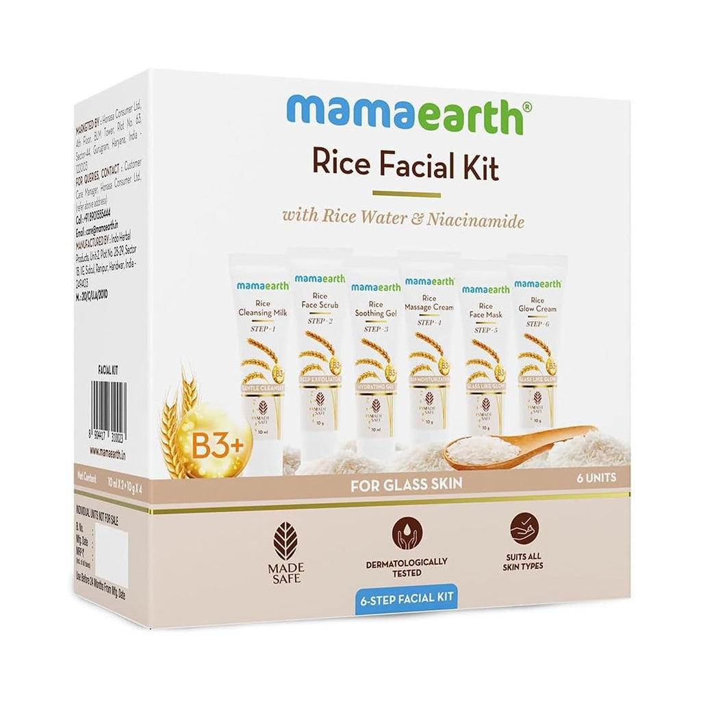 Mamaearth Rice Facial Kit – Glass Skin in 6 Steps, 60g